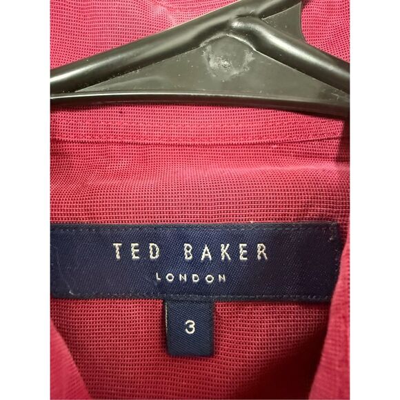 Ted Baker London Soft Polyamide Blend Burgundy Button Up Shirt Mens Size 3 - Picture 9 of 11